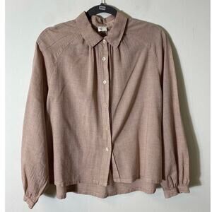 Poetry Burgandy Striped Button Down Long Sleeved Shirt Sz 10